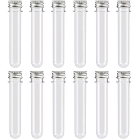 2025 Lämpligt Set med 12 Klar Plast 40ML Provrör med Skruvlock