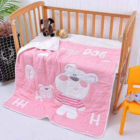 Kymmenen kerroksinen lasten sideharso Pehmeä painatuspeite Suihku cover Baby vuodevaatteet Little Bear pink 110*110cm