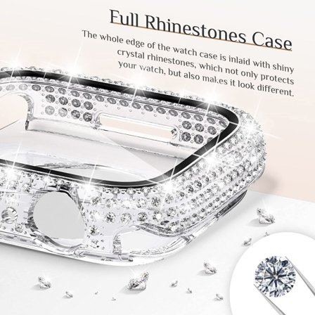 Goton 2 i 1 vandtæt Bling-etui til Apple Watch 40 mm skærmbeskytter SE (2. generation) Series 6 5 4, Full Glitter Diamond 40 mm