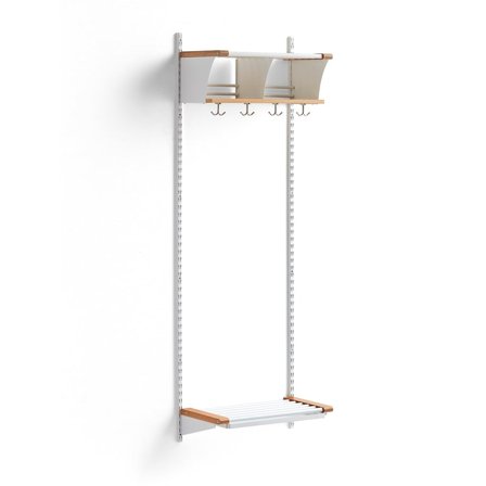 Garderobemodul JEPPE, 2 rum, grundsektion, hvid/eg, 1790x600x300 mm