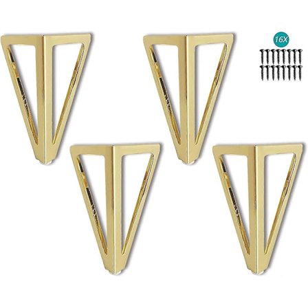 4-pack Möbelben, Metall, 15 cm Svarta Möbelben (15 cm, Guld)