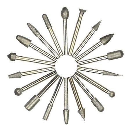 20 stk. freser, roterende korn (bit / / spiss) med skaft, freser bits glass metall Mston