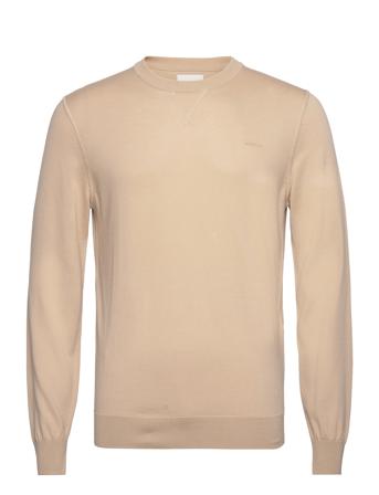 Fine Cotton C-Neck Strikkegenser M. Rund Krage Beige GANT*Betinget Tilbud