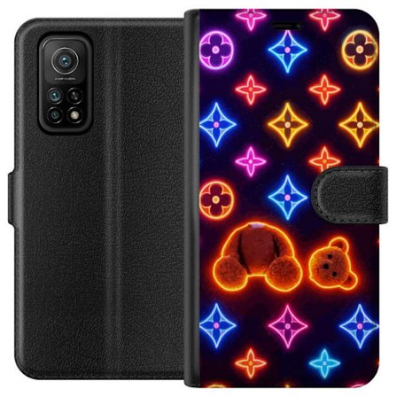 Yhteensopiva Lompakkokotelo Xiaomi Xiaomi Mi 10T Pro 5G Neonvärisellä ylellisellä kuviolla, jossa hehkuvia nalleja pop-taide-esteetiikassa