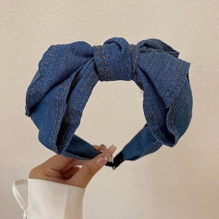 French Bow Hairband Ristisolmittu hiuspanta DARK DENIM DARK DENIM