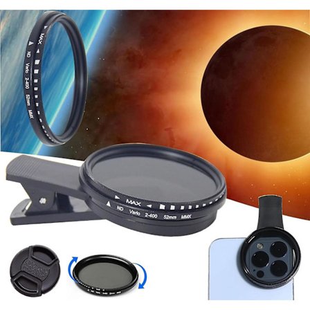 Klips-på Telefonkamera Linsefilter, Smartphone Solformørkelse Billeddannelse Fotolinse, 52mm Universal Mobiltelefoner Nd2-400 Linsefilter