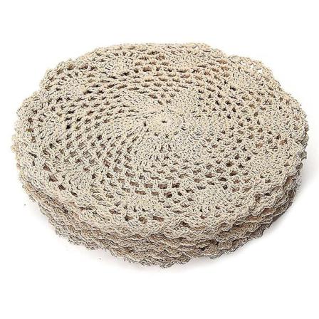 12 stk Vintage Bomullsmatte Runde Håndheklet Blonder Doilies Blomster Koster Parti Husholdning Bord Deko