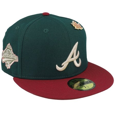 New Era - MLB Green fitted Czapka Z Daszkiem - Atlanta Braves MLB Ws Contrast 59FIFTY New Olive/Maroon Fitted @ Hatstore