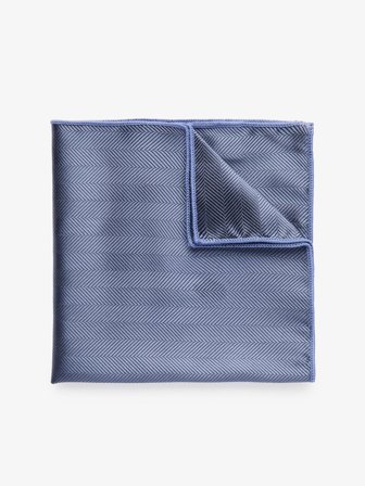 John Henric Men's Blaues Einstecktuch mit Fischgrätenmuster Size Onesize