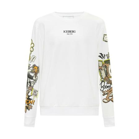 Iceberg, Printed sweatshirt Wit, Heren, Maat:L,Katoen