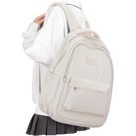 Letvægts Casual Rygsæk til College Skole Laptop Rygsæk, Beige Skoletaske til Teenagere Kvinder Mænd Rejse [DB]