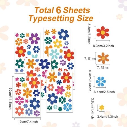 /EA/Daisy Blomma Bildekaler, 6 Ark Bil Dekor Klistermärken Färgglada Daisy Bildekaler Daisy Klistermärken Blomma Bil Dekoration Bil Kaross Dekaler