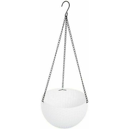 Hängande korg Växtkorg Hängande blomkruka med insats och vattenseparationsplatta (Vit)-