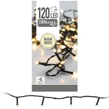 Elektrisk girlang - Ospecificerad - 120 LED - 12 meter - Varmvit - Inomhus/Utomhus