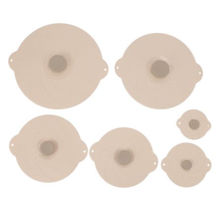 6 st Silikon Matburkslock Värmebeständiga Läcksäkra Suglock för Kastruller Pannor Skålar Beige