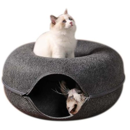 1 st Pet Tunnel Donut Cat Bed (mörkgrå)