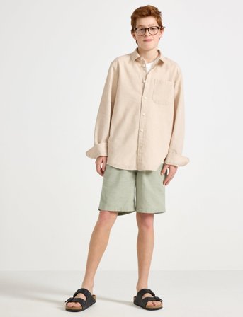 Lindex Shorts Linen Blend - Khaki green - 164