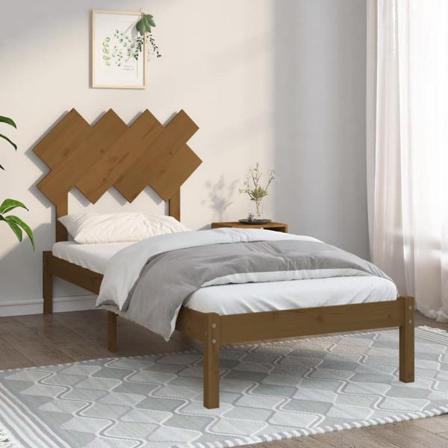 Vidaxl Sängram Honungsbrun 90x190 Cm 3ft Massivt Trä Brun
