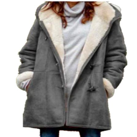 Kvinnor PU läderrockar Botton Biker Warm Dam Blazer Coats Grey M