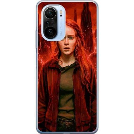 Kompatibelt Mobilskal till Xiaomi Xiaomi Mi 11i Porträtt av en ung kvinna med rött hår i en apokalyptisk landskap, röda blixtar och mörka klippfo