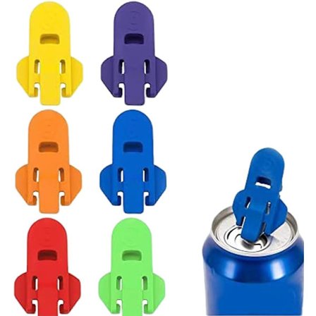 Seniorvenlig dåseåbner og flaskeåbner med lækagebeskyttelse, manuelt plasthåndtag til picnic, grill og camping (6-pak)