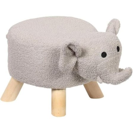 Elefant taburet i træ og blødt stof - 47 x 25 x 25 cm - design til børn