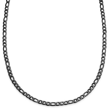 Essentials | 6 mm Gunmetal Black Figaro Chain Necklace for Men - Chain necklaces