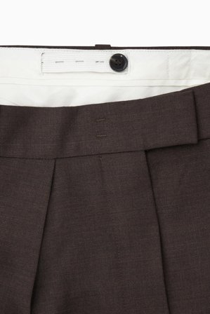 COS Women's Relaxed Pleated Wool Wide-Leg Trousers in Brown