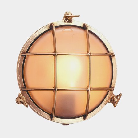 Skotlampe Foresti, Ø215 mm, 12 / 24 / 220 V, messing, med mat glas