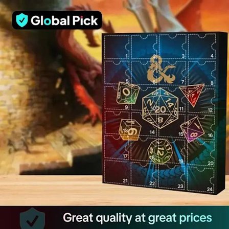 Terning Adventskalender - 24 Polyedersett for DND og RPG, perfekt julegave for gamere, menn og kvinner!