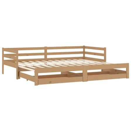 Vidaxl Dagbädd Utdragbar 2x(90x200) Cm Honungsbrun Massiv Furu Brun