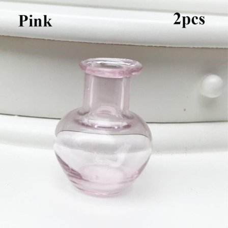 2stk Mini Glas Vase Køkken Ornament PINK