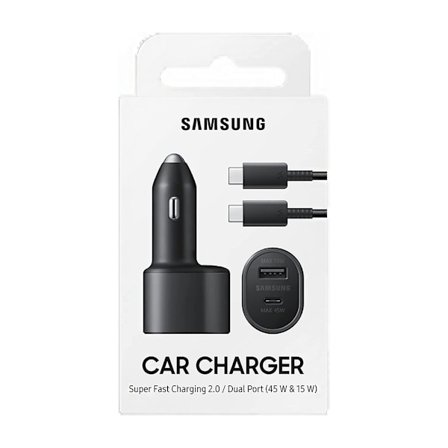 Samsung 40W USB-C USB-A Duo billaddare med USB-C Kabel 1m- Svart