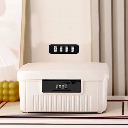 20 * 25 * 10 cm Medicin Organizer Boks Førstehjælp Sundhed Nødopbevaringsboks Stor Kapacitet Medicin Opbevaringsbeholdere med Kombinationslåse (Hvid)