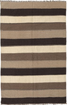 Handgewebt Kelim 132X207 Wollteppich Braun/Orange Klein