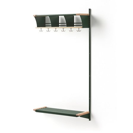 Cloakroom unit JEPPE with 3 cubbys, add-on unit, 1790x900x310 mm, green/birch