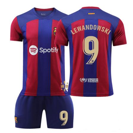 (23-24 Barcelona Lewandowski nr. 9 Tröja Ungdomsfotbollssatser Barnfotboll Sport set 12-13 Years