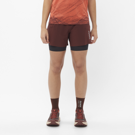 Salomon - short pour femme Salomon Ultra 2in1 Sht W - Decadent Chocolate / Vanilla Ice - M