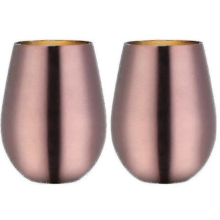 2 stk. Vinglas i rustfrit stål uden stilk til rejser IPO