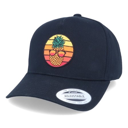 Iconic - Pineapple Sunset Curved A-Frame Black Adjustable Adjustable Black Cap - @ Hatstore