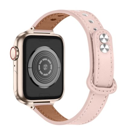 Aitoa naudannahkaa oleva ranneke Apple Watch Series 8 (45mm) / Watch Ultra - Vaalea Pinkki