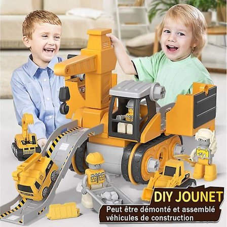 Nyt samlesæt til køretøjslastbil, gør-det-selv-byggesæt til børn, 4 i 1 ingeniørvogn, egnet til børn i alderen 3-8 år