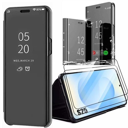Beskyttelsesskal - BOOLING - til Samsung Galaxy S25 - Sort - Hærdede glas - Smart Case
