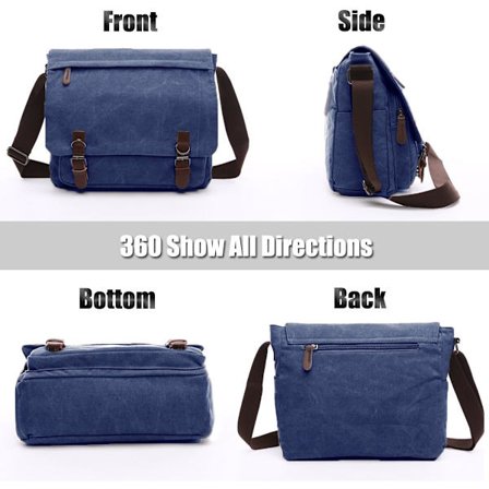 Skulderveske for menn, lerretsveske, crossbody-veske, messenger-veske, skulderveske, skuldervesker, 16-tommers messenger-veske, svart