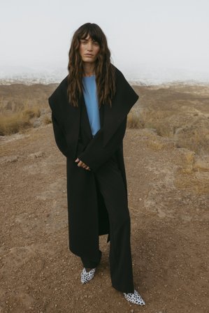 Premium Selection Double Buttoned Wool Blend Coat - Frakker - Sort - EU 40