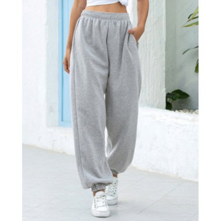 2022 Joggebukse Dame Casual Løs Haremsbukse Ensfarget Mote Hip Hop Høy Midje Bukser Baggy Bukser Joggebukse Dame XL,GRÅ