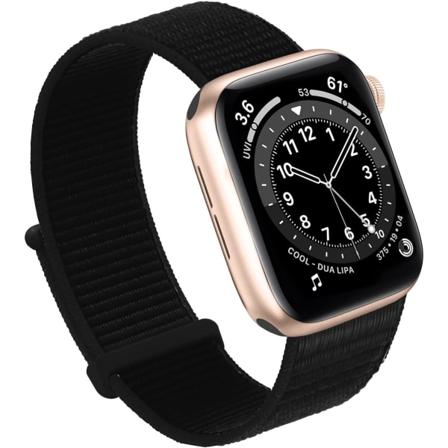 Kompatibel med Apple Watch-rem, Sport Nylon Loop-rem for kvinner og menn til iWatch Series Ultra 8 7 6 5 4 3 2 1 SE (42/44/45/49mm, Svart)