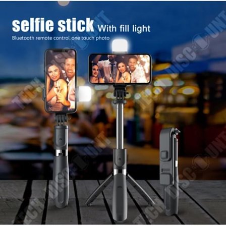 Selfiestang - TD - Allt-i-ett - Bluetooth - Rostfritt stål - Ficklampa