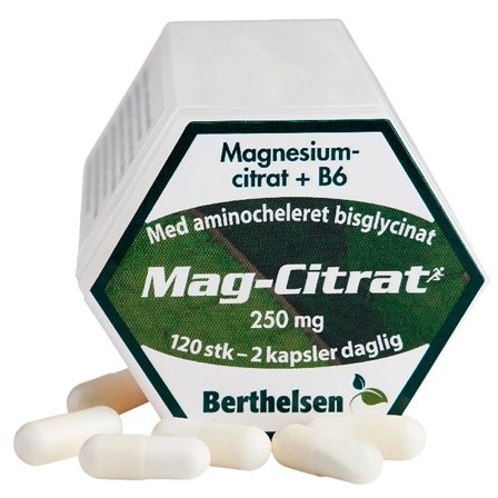 Berthelsen Mag-Citrat Berthelsen 120 kaps., Helse & Madvarer, Mineraler, Magnesium