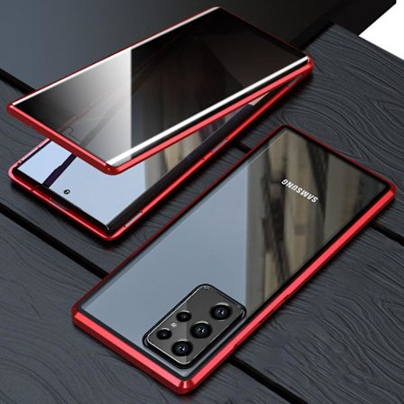 S23 Ultra personvern magnetisk deksel, dobbeltsidig konfidensiell deksel anti-spion magnet adsorpsjon metallramme herdet glass personvern skjerm